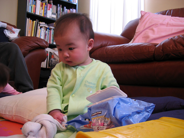 Eleanor Playing with Wipes