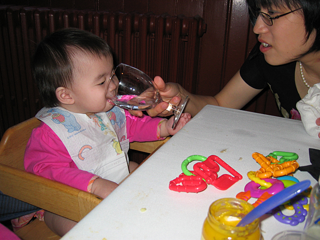 Eleanor Trying a Water Glass