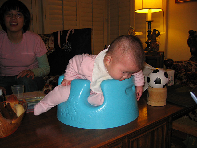 Miranda Leaning in the Bumbo