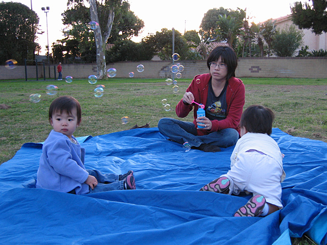 Agnes Blowing Bubbles