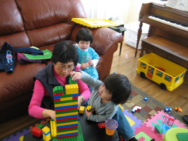 Grandmother Playing with Blocks