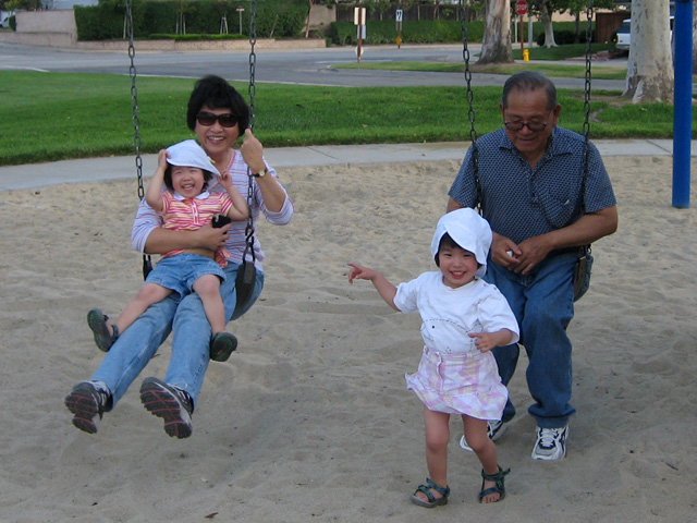 On the Swing with Grandparents