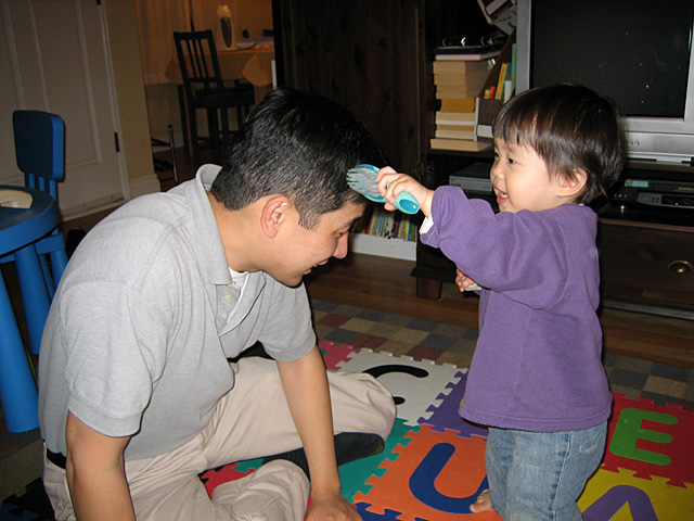 Brushing Bernard's Hair