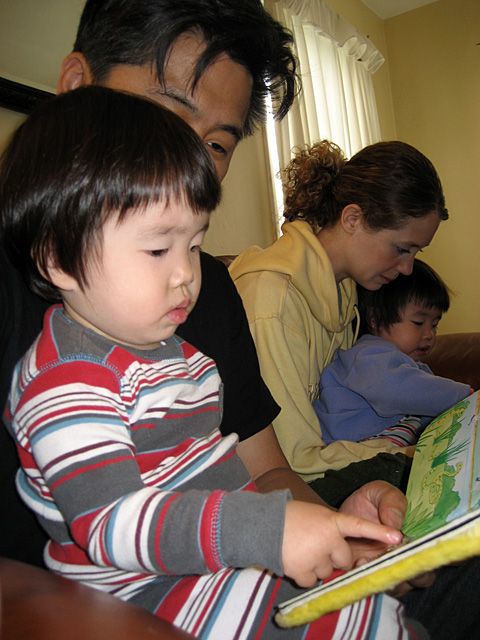 Albert and Erin Read to the Girls