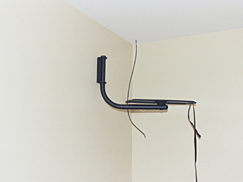 a tv stand mounted on the wall