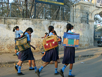 girls walking to school