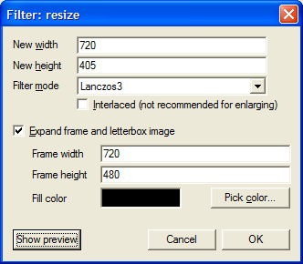 resizing the video