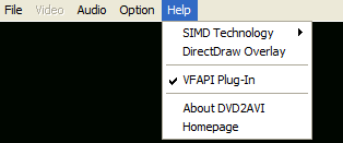 VFAPI Plug-In menu