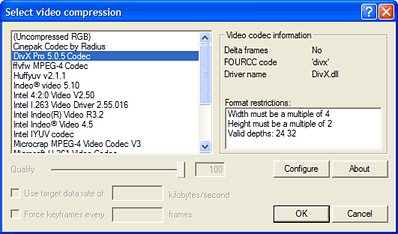 selecting the video compression